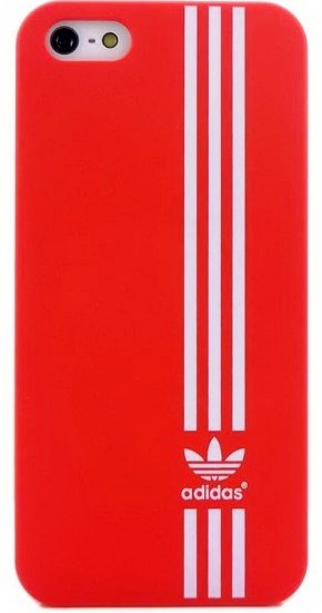 Накладка Adidas Iphone 4 Red (вертикальные белые линии)