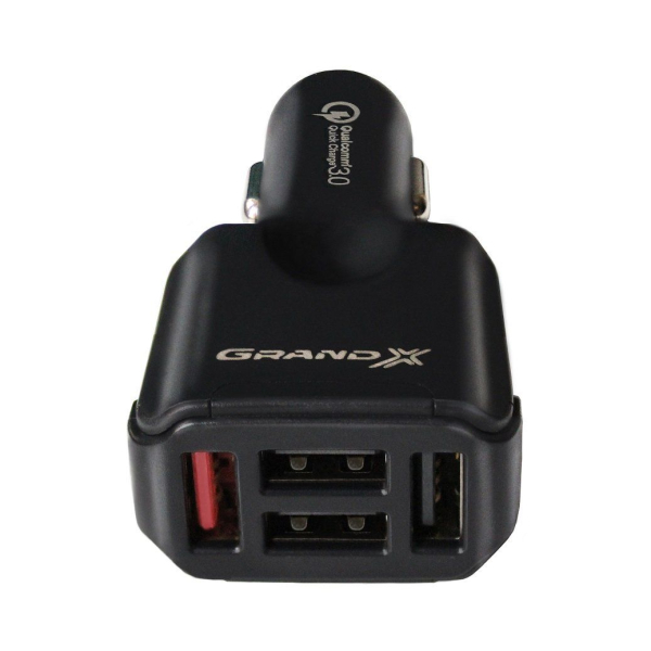 Grand-X CH09BM Quick Charge QС3.0 1xUSB,3xUSB 5V 4,8A+cable FM01BB USB/Micro 3.0А, Black