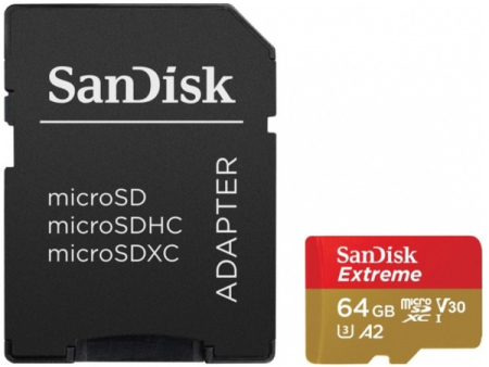 SanDisk microSDXC 64GB Extreme A2 V30 UHS-I U3 160MB/s