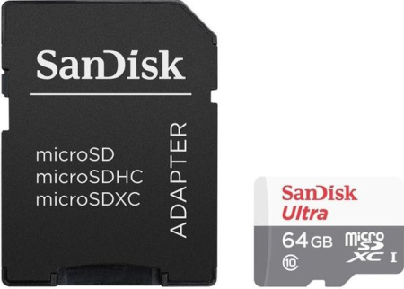 SanDisk microSDXC 64GB Ultra C10 80MB/s + SD adapter
