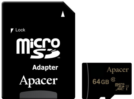 Apacer microSDXC 64GB UHS-I U1 + adapter