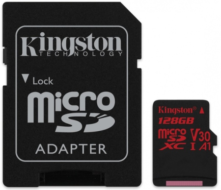Kingston microSDXC 128Gb Canvas React U3 A1 (R100/W80)+ad