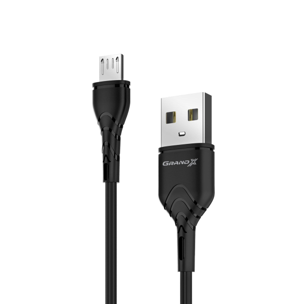 Кабель Grand-X PM-03 3A, 1m, CU, Fast Сharge, BOX 3.0А, 1.0m, Micro USB, BOX, Black