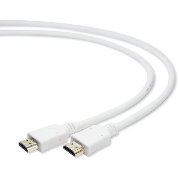 Gembird HDMI-HDMI v.1.4 папа/папа, з позолоченими коннекторами, 1 м, білий колір CC-HDMI4-W-1M