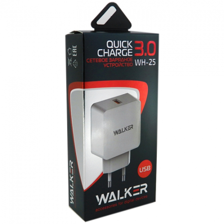 СЗУ Walker WH-25 Quick Charge 3.0 1USB 2.4A 2.4А, White