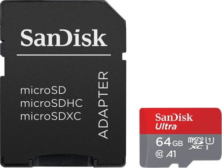 SanDisk microSDXC 64GB Ultra A1 C10 UHS-I 100MB/s+SD