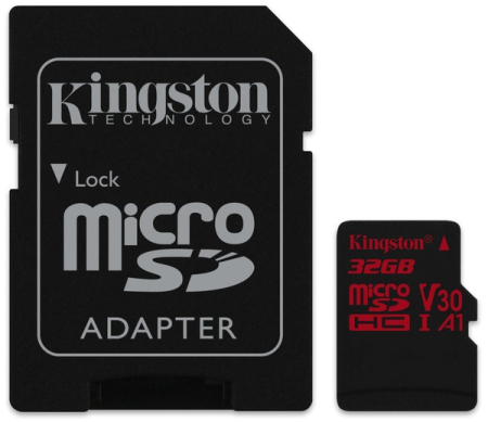 Kingston microSDHC 32Gb Canvas React U3 A1 (R100/W70)+ad