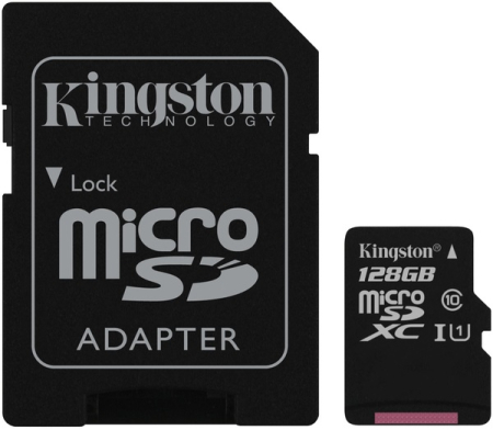 Kingston microSDXC 128Gb Canvas Select U1 (R80/W10)+ad