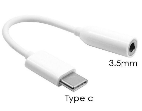 Переходник аудио адаптер на наушники 3.5 AUX Type-C, White